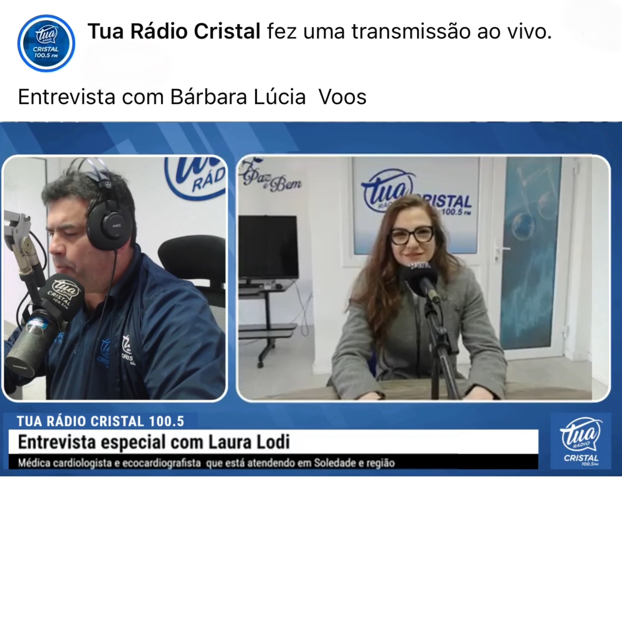 Dra. Laura Lodi em entrevista no estúdio da Tua Rádio Cristal